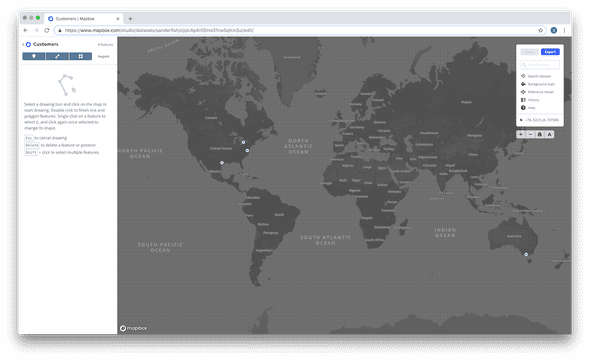 Mapbox customers dataset
